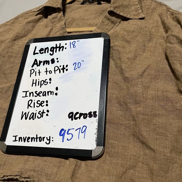 Banana Republic Cruz Linen Utility Top Off White Brown V-Neck Short Sleeve Sz S - Picture 8 of 8